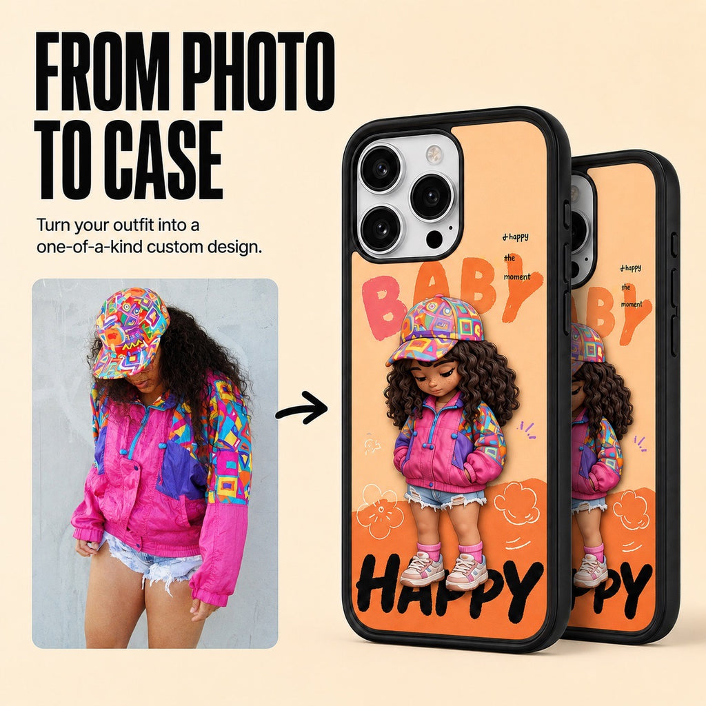 Close-up of the raised 3D relief texture on a custom photo phone case