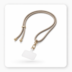 Adjustable crossbody phone strap worn across the body for hands-free carry