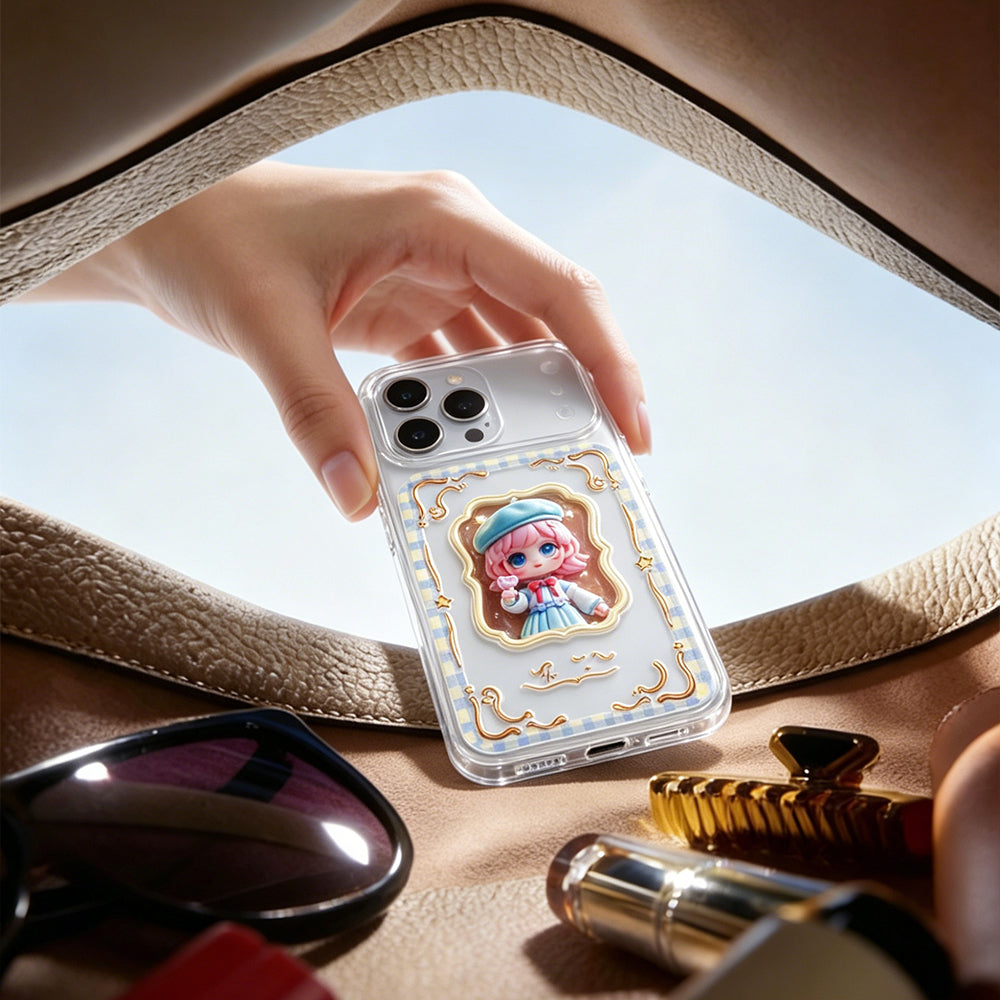 Personalized full-color print phone case held in hand for everyday carry